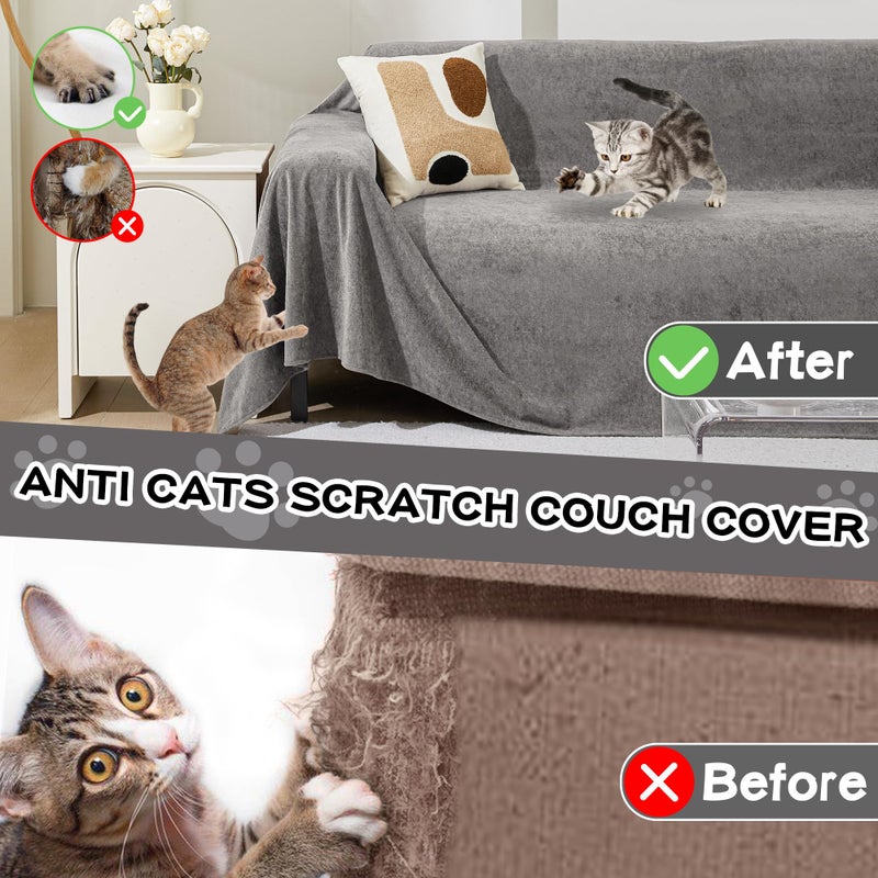 MEETSKY Couch Cover for 2 Cushion Couch  Couch Covers for Dogs Washable Cat Scratch Proof Sectional Love Seat Covers L Shaped Soft Couch Furniture Protector for Pets  71"" x 118""  Grey - Image 2